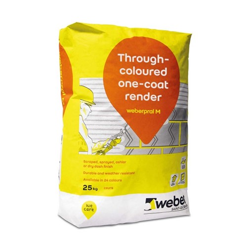 Through colour monocouche render which can achieve a scraped or roughcast finish – suitable for most types of brick or blockwork.
A single coat render applied in two passes means fast application with shorter programme periods, reduced scaffolding and site costs, as well as earlier completion of ground works.
