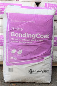 Thistle Bonding Coat - A versatile undercoat plaster that can be used on a variety of backgrounds. Thistle Bonding Coat is an ideal base coat plaster for smooth or low suction backgrounds such as tiling, concrete, plasterboard. The fine mix allows for improved workability, making it easier to spread, rule and darby.