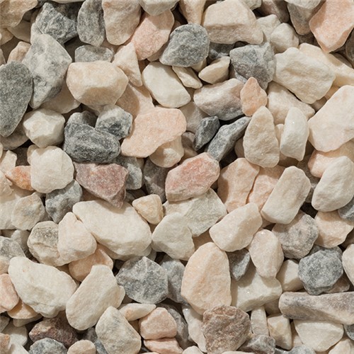 Bulk Bag Flamingo Chippings - Angular chippings which have a beautiful mix of pastel pinks, white, greys and blues which when wet are more colourful.
