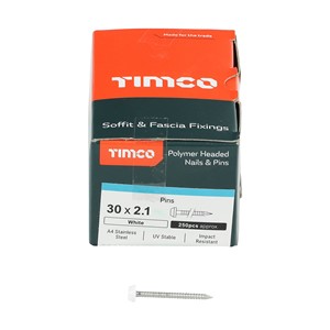 Impact and UV resistant A4 Stainless Steel polymer headed nails. Used for fixing soffits, fascias, roofline trims and where other aesthetic fixings are required.