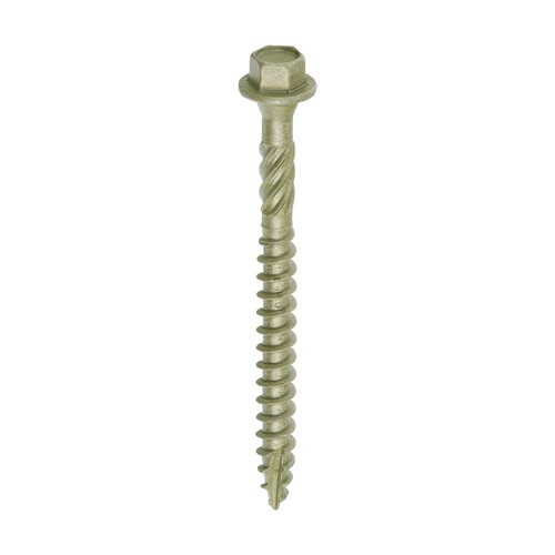 Designed as an alternative to the traditional coach screw mainly used for timber to timber applications. Coated with a patented multi-layer corrosion resistant plating to withstand 1,000 hours salt spray test, this screw is ideal for external applications.

• Hex head countersunk with a fixed washer
• Long lasting plating withstands up to 1,000 hours salt spray resistance in accordance to BS EN 9227:2012
• Patented lubrication, designed to enhance screw insertion time and provides greater resistance to corrosion
• Helix shank for removing debris and to improve clamping
• 50&#176; deep single thread to provide a secure fixing with high pull-out resistance
• Single slash point to reduce torque and the risk of timber splitting at low edge distance
• 25&#176; sharp point and single lead for a fast start and improved thread acceptance
