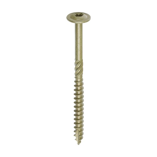 Designed as an alternative to the traditional coach screw mainly used for timber to timber applications. Wafer head for improved clamping and a low profile finish. Coated with a patented multi-layer corrosion resistant plating to withstand 1,000 hours salt spray test, this screw is ideal for external applications.

• Wafer head countersunk and TX30 recess
• Long lasting plating withstands up to 1,000 hours salt spray resistance in accordance to BS EN 9227:2012
• Patented lubrication, designed to enhance screw insertion time and provides greater resistance to corrosion
• Helix shank for removing debris and to improve clamping
• 50&#176; deep single thread to provide a secure fixing with high pull-out resistance
• Single slash point to reduce torque and the risk of timber splitting at low edge distance
• 25&#176; sharp point and single lead for a fast start and improved thread acceptance