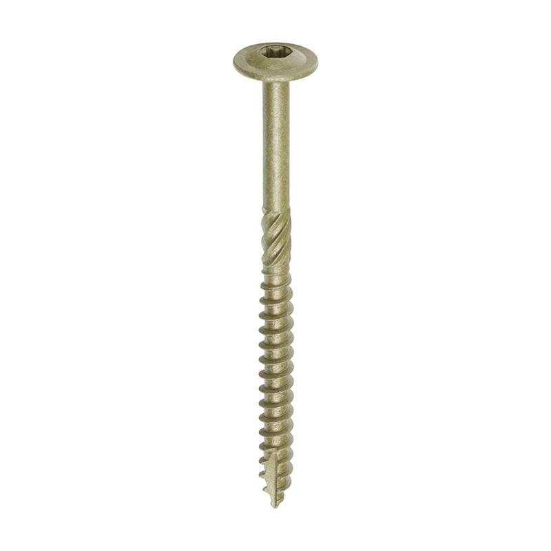 Designed as an alternative to the traditional coach screw mainly used for timber to timber applications. Wafer head for improved clamping and a low profile finish. Coated with a patented multi-layer corrosion resistant plating to withstand 1,000 hours salt spray test, this screw is ideal for external applications.

• Wafer head countersunk and TX30 recess
• Long lasting plating withstands up to 1,000 hours salt spray resistance in accordance to BS EN 9227:2012
• Patented lubrication, designed to enhance screw insertion time and provides greater resistance to corrosion
• Helix shank for removing debris and to improve clamping
• 50&#176; deep single thread to provide a secure fixing with high pull-out resistance
• Single slash point to reduce torque and the risk of timber splitting at low edge distance
• 25&#176; sharp point and single lead for a fast start and improved thread acceptance