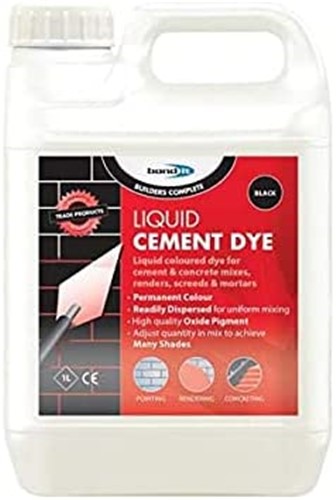 Bond It Liquid Cement Dye - 1L A permanent liquid dye for colouring cements, mortars, renders and screeds without affecting setting times. Formulated for easy incorporation into a mix. The high quality non-fading, light-fast pigments are ready dispersed for uniform mixing. br&gt; No loss in performance when used as directed, see dosing and limitations. Suitable for use in conjunction with other admixtures.