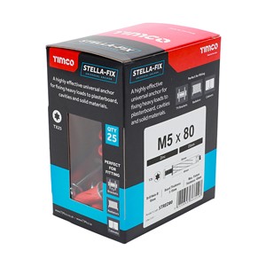 A highly effective universal anchor for fixing heavy loads to plasterboard cavities and solid materials.

• Zinc &amp; clear machine screws

• TX25 Drive recess allows simple installation with a screw driver

• Strengthened nylon plug with captivated steel threaded nut

• Perfect for single board