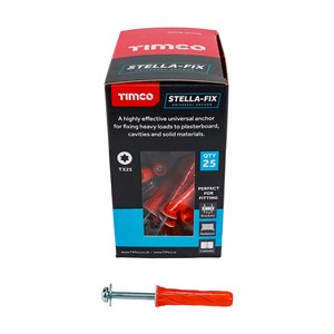A highly effective universal anchor for fixing heavy loads to plasterboard cavities and solid materials.

• Zinc &amp; clear machine screws

• TX25 Drive recess allows simple installation with a screw driver

• Strengthened nylon plug with captivated steel threaded nut

• Perfect for single board