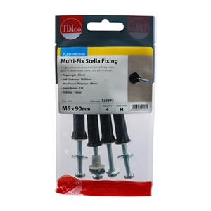 A highly effective universal anchor for fixing heavy loads to plasterboard, cavities and solid materials.

• Zinc &amp; clear machine screws
• TX25 Drive recess allows simple installation with a screw driver
• Strengthened nylon plug with captivated steel threaded nut
• Perfect for double board