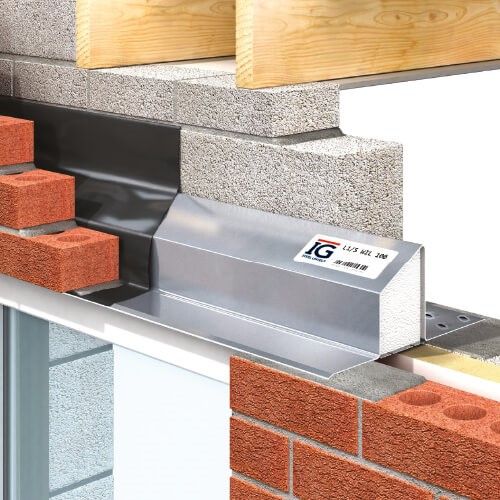 IG 900mm - L1S100/900 standard steel lintels used typically in cavity walls with a 90-105mm cavity and 100mm brick/blockwork on the inner and outer leafs.