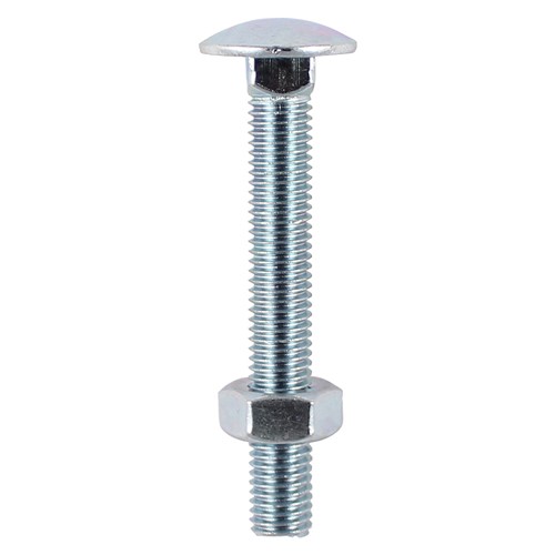 A domed head bolt with a square anti spin shoulder mainly used for clamping timber or attaching ironmongery to timber. NOTE: Nuts included and markings visible on the domed head.