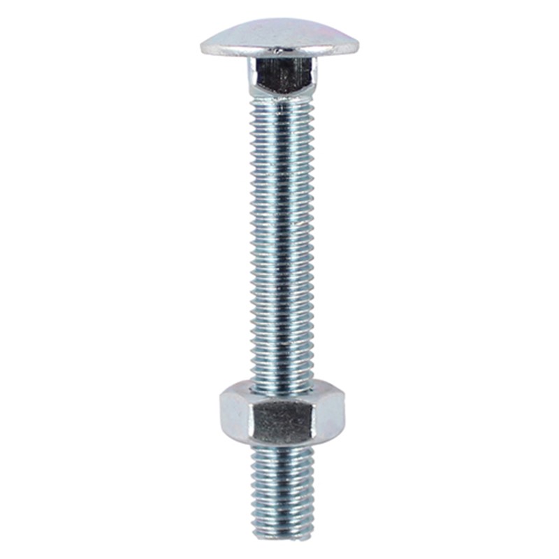 A domed head bolt with a square anti spin shoulder mainly used for clamping timber or attaching ironmongery to timber. NOTE: Nuts included and markings visible on the domed head.