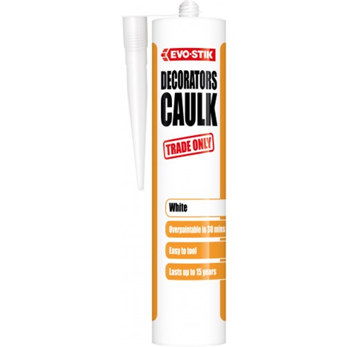 EVO-STIK Decorators Caulk is a fast-drying paste that’s ideal for filling low movement gaps around windows, door frames, skirting boards, covings and other internal fixtures prior to decorating. It is overpaintable in as little as one hour, and can be sanded when fully dry.
