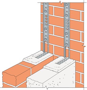 The UK’s most popular solution to the tying-in of new walls to existing
masonry walls/columns. The only system with “snap out” ties which can
be positioned anywhere along the channel for a universal fit.