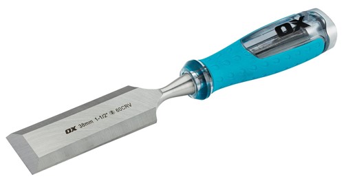 The OX Pro Wood Chisel 38mm is made from hardened and tempered high grade steel for durability with a soft grip, non-slip handle so you have full control of the chisel at all times. The chisel is precision balanced with a strike cap on the handle end and the chisel size is etched into the blade.