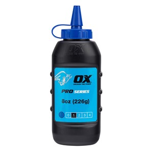The Ox pro chalk refill in blue colour comes in an easy pour , refillable bottle. The powder formulation has good adhesion and high visibility and is ideal for both exterior and interior use. For use with chalk lines.