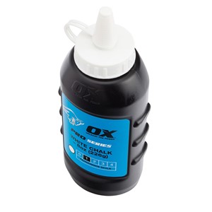 The Ox pro chalk refill in white colour comes in an easy pour , refillable bottle. The powder formulation has good adhesion and high visibility and is ideal for both exterior and interior use. For use with chalk lines.