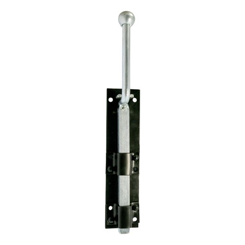 Monkey tail bolts are ideal for securing the top and / or bottom of gates and doors. They feature an extended length handle for ease of operation and remain closed under tension. Supplied with a flat plate keep and staple keep for fitting in either flush frame mounting, recess frame mounting or floor mounting applications. Fixings included.