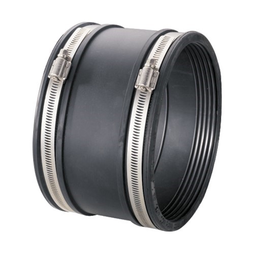 A range of versatile, flexible pipe couplings consisting of moulded synthetic elastomeric sleeves and stainless steel clamping bands. Used in drainage systems to connect pipes where resistance to shear loads is not required.