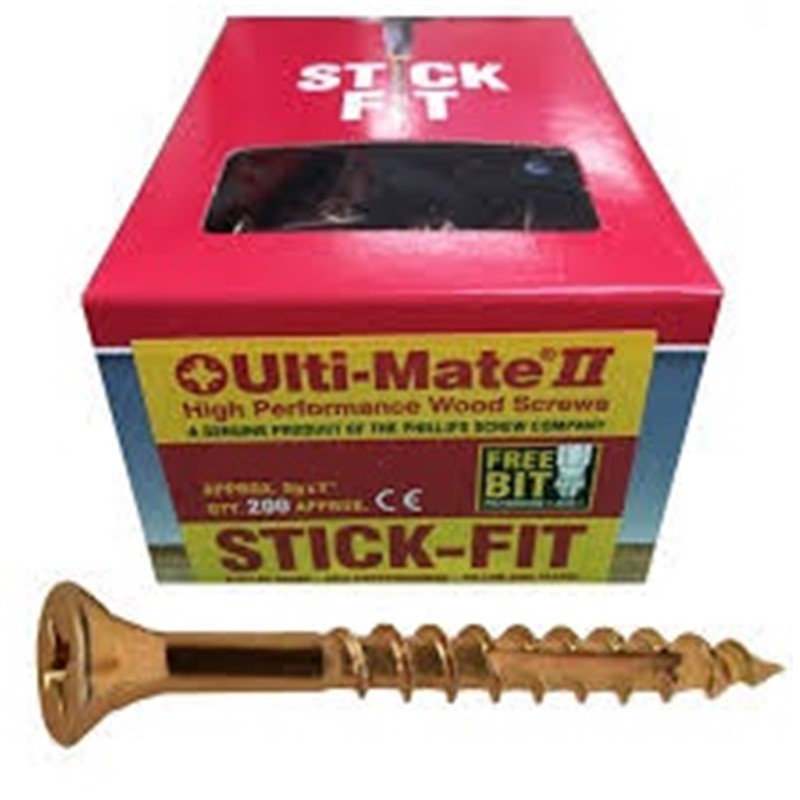 The Ulti-mate screws come yellow plated and are our most popular wood screw with a high performance ideal for tradesmen and DIY&#39;ers alike.  In every box you received a high quality stick-fit driver bit and can be used to fix all types of timber and sheet material products.