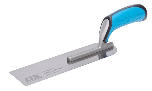 The Ox Pro pipe trowel is the perfect light weight tool for working plaster or cement behind pipes or other difficult to reach places