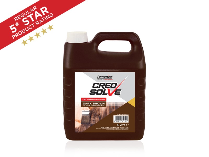 Barrettine CreoSolve&#174; is a lower hazard alternative to traditional Creosote and some other Creosote replacement wood treatments. Similar physical/water repellence/application characteristics of traditional Creosote but contains no biocide. An oil-based, bitumen and wax treatment for the protection of exterior timbers such as fence panels &amp; fence posts etc. (Not suitable for decking or exterior wooden furniture).