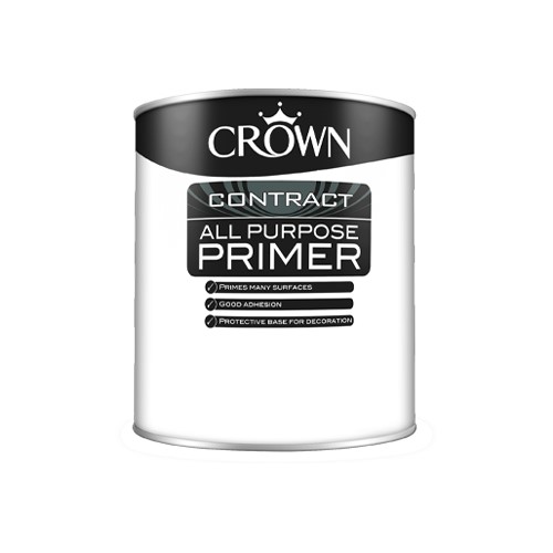 Crown Contract All Purpose Primer provides a protective base for decoration, with good adhesion and is suitable for multiple surfaces, such as dry plaster, metal and wood