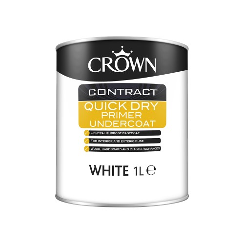 Crown Contract Quick Dry Primer Undercoat is a time saving water based primer and undercoat in one