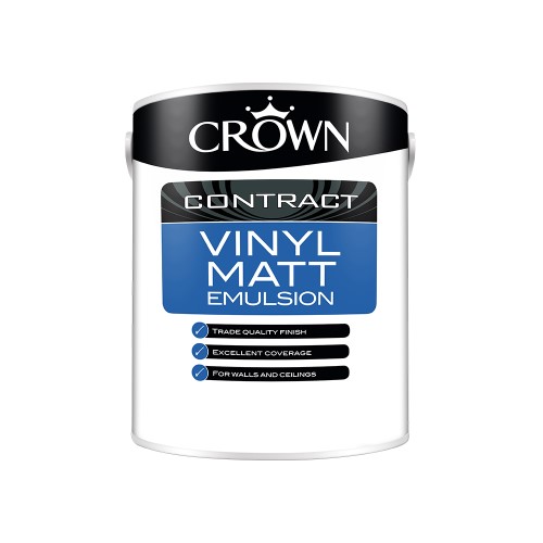 Crown Contract Vinyl Matt is a smooth trade quality emulsion with excellent coverage providing a flat modern non-reflective look