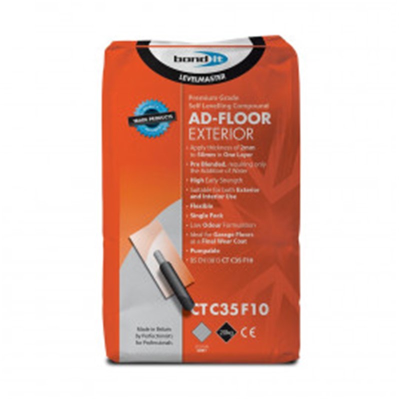 AD-FLOOR EXTERIOR is an ideal underlay for levelling most common internal subfloor prior to the installation of floor coverings such as ceramic floor tiles, carpet, vinyl and wood flooring (minimum levelling thickness 5mm). Suitable for use with underfloor heating. It also contains powdered latex eliminating the need for separate expensive latex liquids. Durable and hard wearing and can be used to patch repair rough concrete in domestic situations subject to foot traffic and light wheeled traffic. Ideal for use on domestic garage floors as a final wear coat or can be overpainted with Bond It