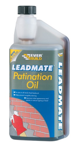 Lead Mate Patination Oil has been specially formulated to provide a protective coating for newly installed leadwork that helps to prevent the white carbonate staining that affects new lead and surrounding tiles, brickwork, stonework etc.