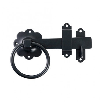 6\" Ring Gate Latch - Plain Black