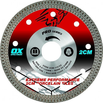Ox Pro 2CM Porcelain Cutting Blade - 115/22.23mm 2CM-115/22
