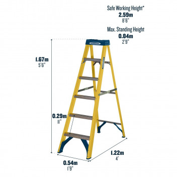 Werner 6 Tread Fibreglass Heavy Duty Trade Stepladder