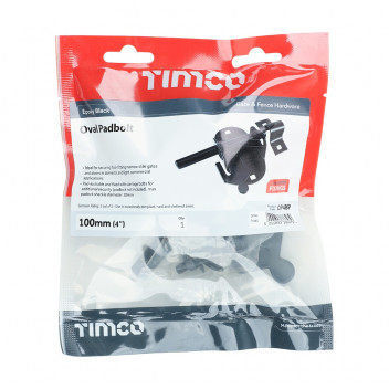 4\" Oval Padbolt Black